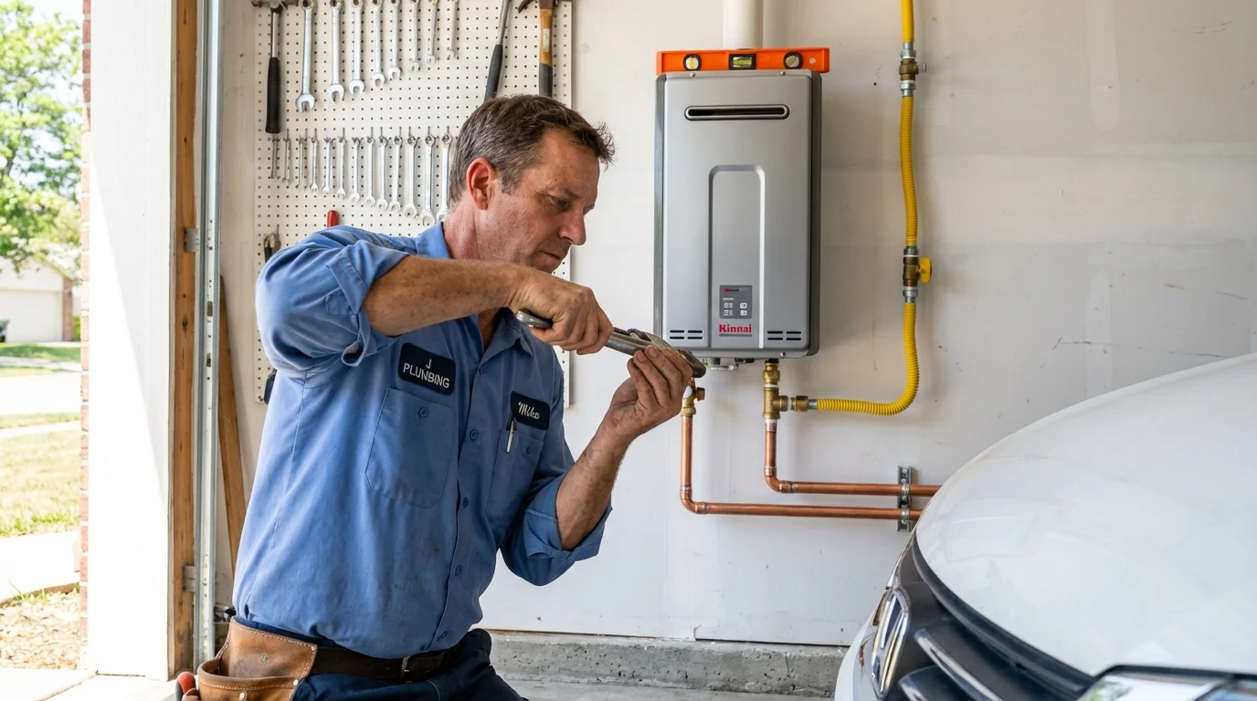 Tankless water heater installation by a Johns Plumbing LLC plumber in Olyphant